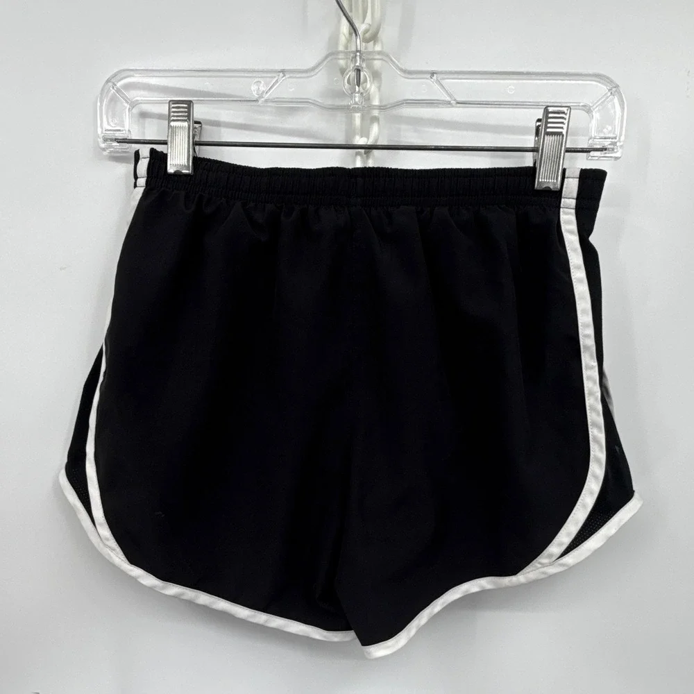 Nike Dri-Fit Youth L Black/White Athletic Shorts Drawstring Breathable Running
